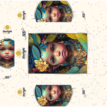 Ethereal Child Portrait with Floral and Tribal Accents 500 Jigsaw Puzzle box 3D Modell