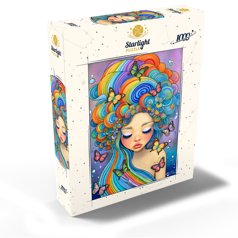Dreamy Girl with Rainbow Hair and Butterflies 1000 Jigsaw Puzzle box view2
