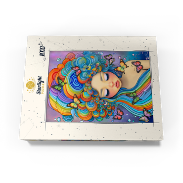 Dreamy Girl with Rainbow Hair and Butterflies 1000 Jigsaw Puzzle box view3