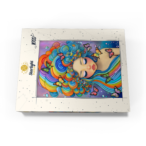 Dreamy Girl with Rainbow Hair and Butterflies 1000 Jigsaw Puzzle box view3