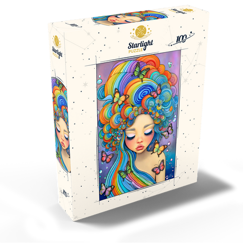 Dreamy Girl with Rainbow Hair and Butterflies 100 Jigsaw Puzzle box view2