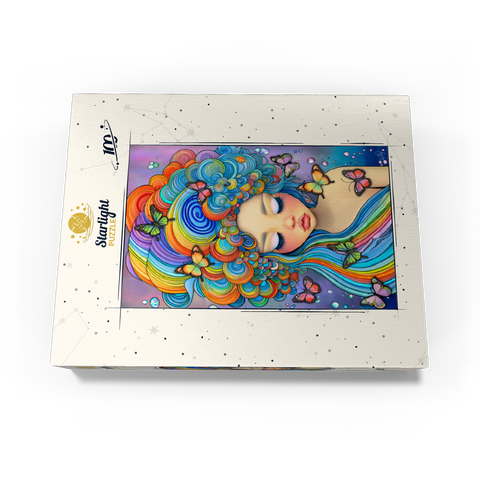 Dreamy Girl with Rainbow Hair and Butterflies 100 Jigsaw Puzzle box view3