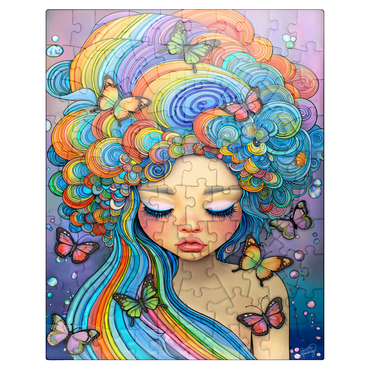 puzzleplate Dreamy Girl with Rainbow Hair and Butterflies 100 Jigsaw Puzzle