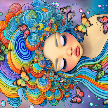 Dreamy Girl with Rainbow Hair and Butterflies 100 Jigsaw Puzzle 3D Modell