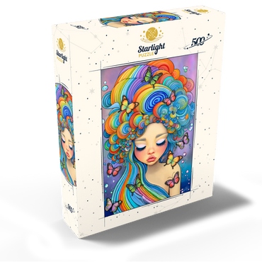 Dreamy Girl with Rainbow Hair and Butterflies 500 Jigsaw Puzzle box view2