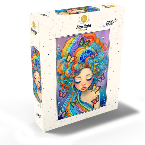 Dreamy Girl with Rainbow Hair and Butterflies 500 Jigsaw Puzzle box view2