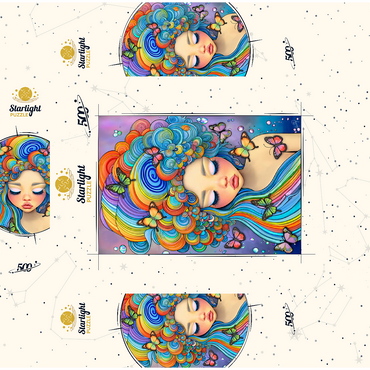 Dreamy Girl with Rainbow Hair and Butterflies 500 Jigsaw Puzzle box 3D Modell
