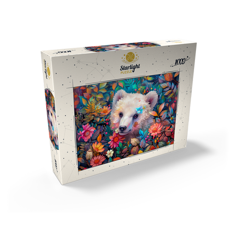 Adorable White Bear Cub Surrounded by Vibrant Flowers 1000 Jigsaw Puzzle box view2