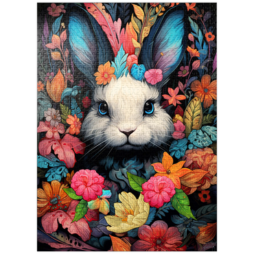 puzzleplate Whimsical Bunny in a Floral Wonderland 1000 Jigsaw Puzzle