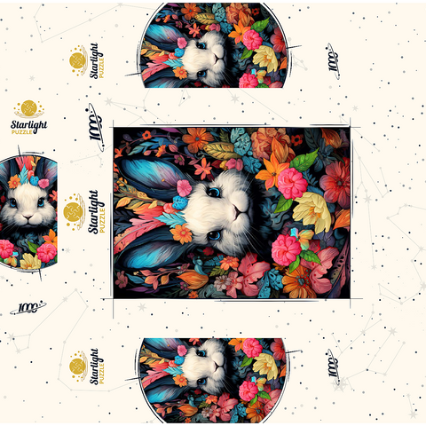 Whimsical Bunny in a Floral Wonderland 1000 Jigsaw Puzzle box 3D Modell