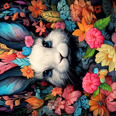 Whimsical Bunny in a Floral Wonderland 100 Jigsaw Puzzle 3D Modell