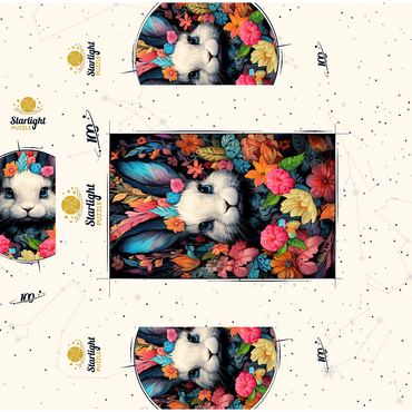 Whimsical Bunny in a Floral Wonderland 100 Jigsaw Puzzle box 3D Modell