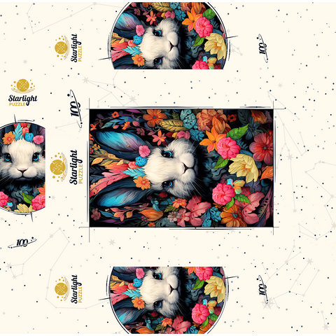 Whimsical Bunny in a Floral Wonderland 100 Jigsaw Puzzle box 3D Modell