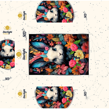 Whimsical Bunny in a Floral Wonderland 500 Jigsaw Puzzle box 3D Modell