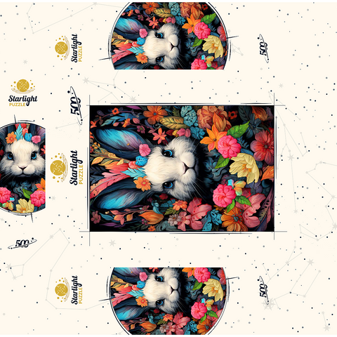 Whimsical Bunny in a Floral Wonderland 500 Jigsaw Puzzle box 3D Modell