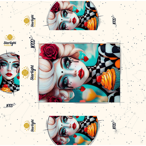 Whimsical Woman with Cupcake and Surreal Makeup 1000 Jigsaw Puzzle box 3D Modell