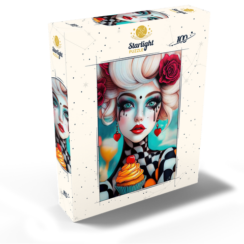 Whimsical Woman with Cupcake and Surreal Makeup 100 Jigsaw Puzzle box view2