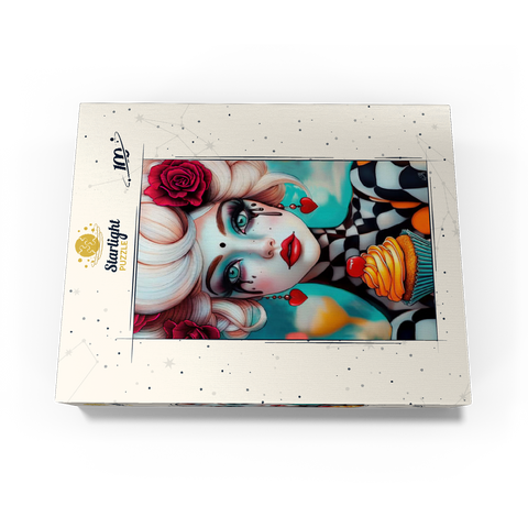 Whimsical Woman with Cupcake and Surreal Makeup 100 Jigsaw Puzzle box view3