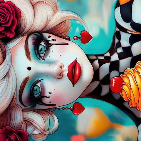 Whimsical Woman with Cupcake and Surreal Makeup 500 Jigsaw Puzzle 3D Modell