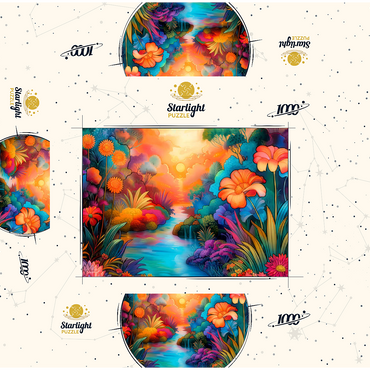 Fantasy River Valley with Vibrant Sunset 1000 Jigsaw Puzzle box 3D Modell