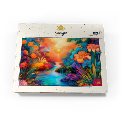 Fantasy River Valley with Vibrant Sunset 100 Jigsaw Puzzle box view3