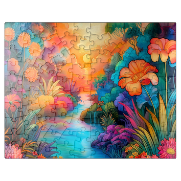 puzzleplate Fantasy River Valley with Vibrant Sunset 100 Jigsaw Puzzle