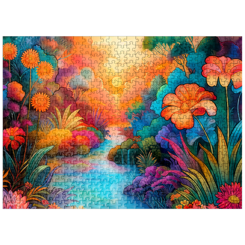 puzzleplate Fantasy River Valley with Vibrant Sunset 500 Jigsaw Puzzle