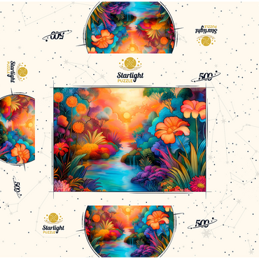 Fantasy River Valley with Vibrant Sunset 500 Jigsaw Puzzle box 3D Modell