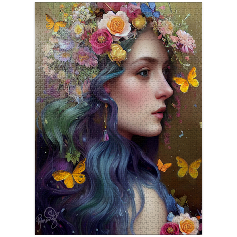 puzzleplate Ethereal Woman with Floral Crown and Butterflies 1000 Jigsaw Puzzle