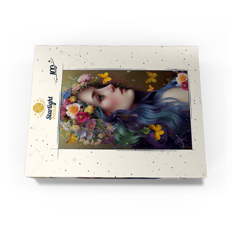 Ethereal Woman with Floral Crown and Butterflies 100 Jigsaw Puzzle box view3