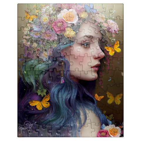 puzzleplate Ethereal Woman with Floral Crown and Butterflies 100 Jigsaw Puzzle