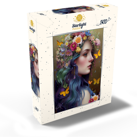 Ethereal Woman with Floral Crown and Butterflies 500 Jigsaw Puzzle box view2