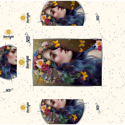 Ethereal Woman with Floral Crown and Butterflies 500 Jigsaw Puzzle box 3D Modell