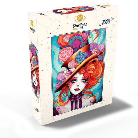 Whimsical Rose Hat and Fiery Hair Portrait 1000 Jigsaw Puzzle box view2