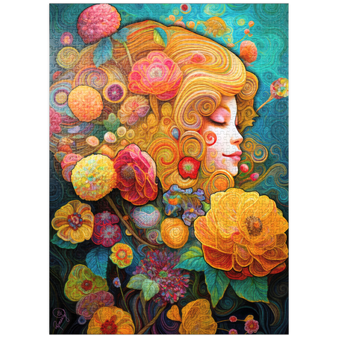 puzzleplate Golden Floral Dreams in Swirling Harmony 1000 Jigsaw Puzzle