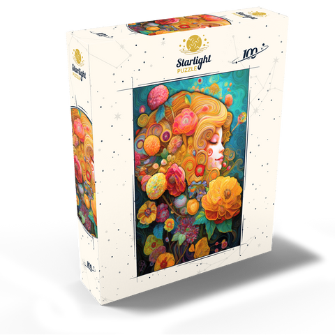 Golden Floral Dreams in Swirling Harmony 100 Jigsaw Puzzle box view2