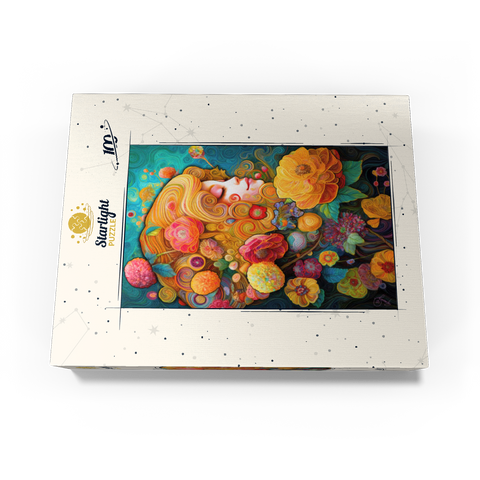 Golden Floral Dreams in Swirling Harmony 100 Jigsaw Puzzle box view3