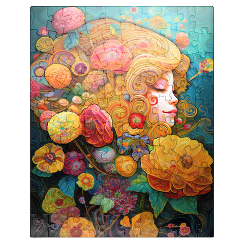 puzzleplate Golden Floral Dreams in Swirling Harmony 100 Jigsaw Puzzle