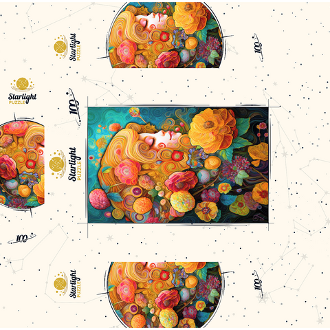 Golden Floral Dreams in Swirling Harmony 100 Jigsaw Puzzle box 3D Modell