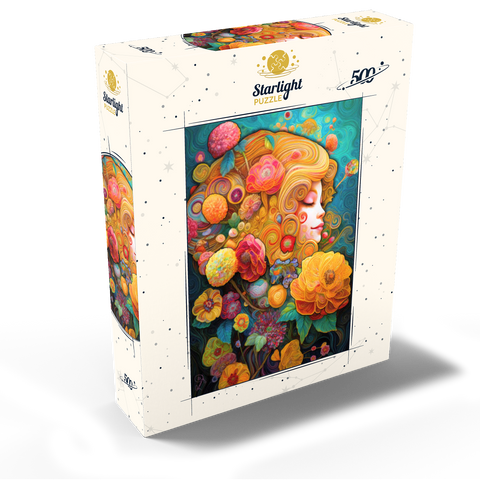Golden Floral Dreams in Swirling Harmony 500 Jigsaw Puzzle box view2