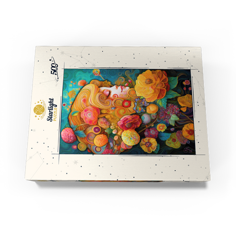 Golden Floral Dreams in Swirling Harmony 500 Jigsaw Puzzle box view3