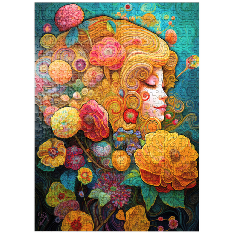 puzzleplate Golden Floral Dreams in Swirling Harmony 500 Jigsaw Puzzle