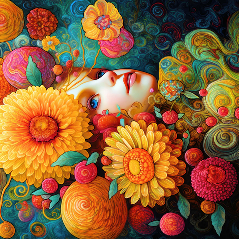 Sunlit Blossoms and Raspberry Dreams 1000 Jigsaw Puzzle 3D Modell