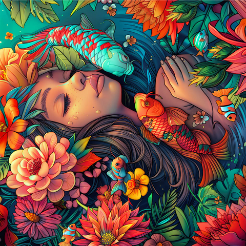 Underwater Dream with Koi and Blooms 1000 Jigsaw Puzzle 3D Modell