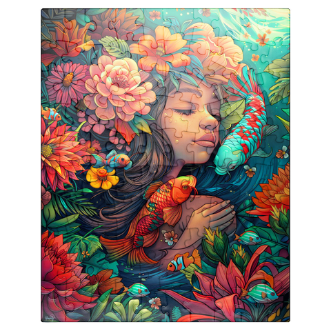 puzzleplate Underwater Dream with Koi and Blooms 100 Jigsaw Puzzle