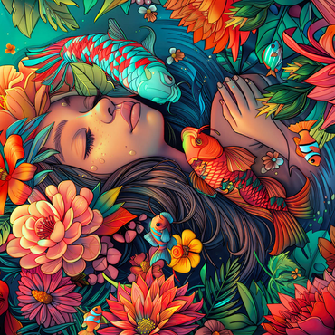 Underwater Dream with Koi and Blooms 500 Jigsaw Puzzle 3D Modell