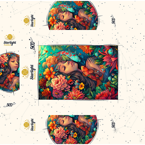 Underwater Dream with Koi and Blooms 500 Jigsaw Puzzle box 3D Modell