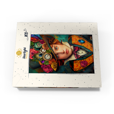 Whimsical Steampunk Gentleman with Floral and Clock-Adorned Hat 100 Jigsaw Puzzle box view3