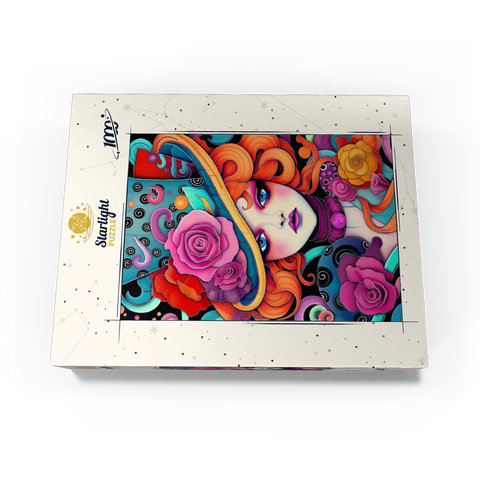 Whimsical Redhead in Rose-Embellished Hat 1000 Jigsaw Puzzle box view3