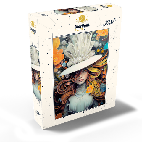 Mystical Woman in Feathered White Hat 1000 Jigsaw Puzzle box view2